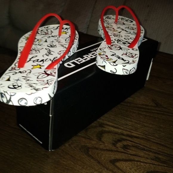 New Karl Lagerfeld Paris Farah Red Eva Flip Flop - Picture 6 of 8